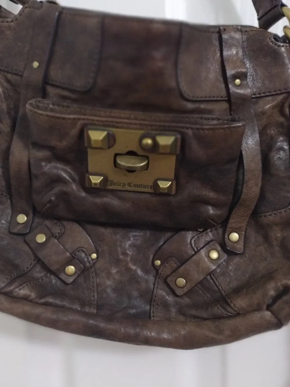 Juicy Couture Vintage Y2K Leather Shoulder Bag Brown Lambskin
